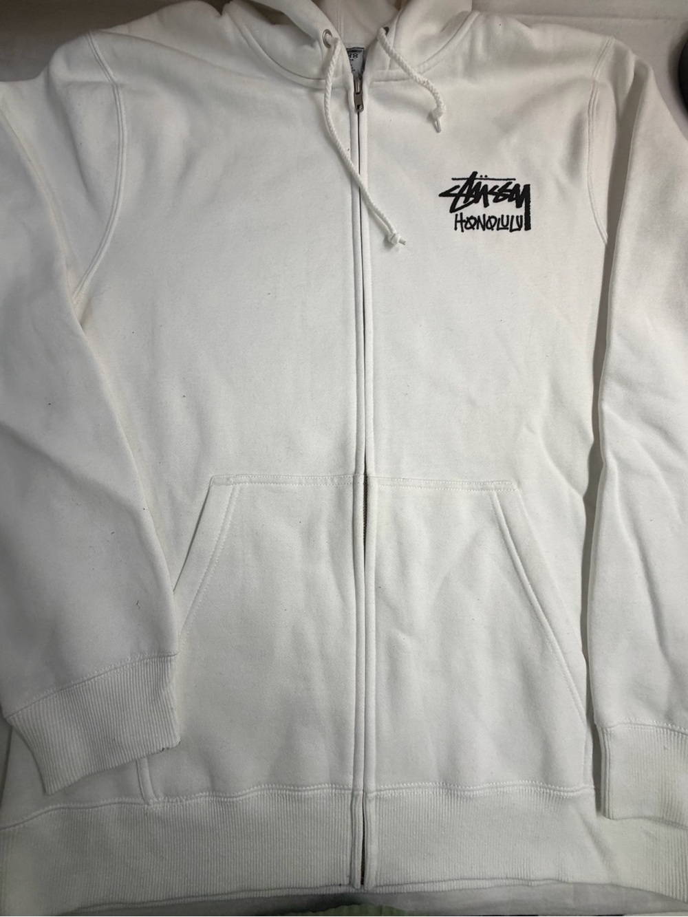 Men’s Stussy White Zip-Up Hoodie